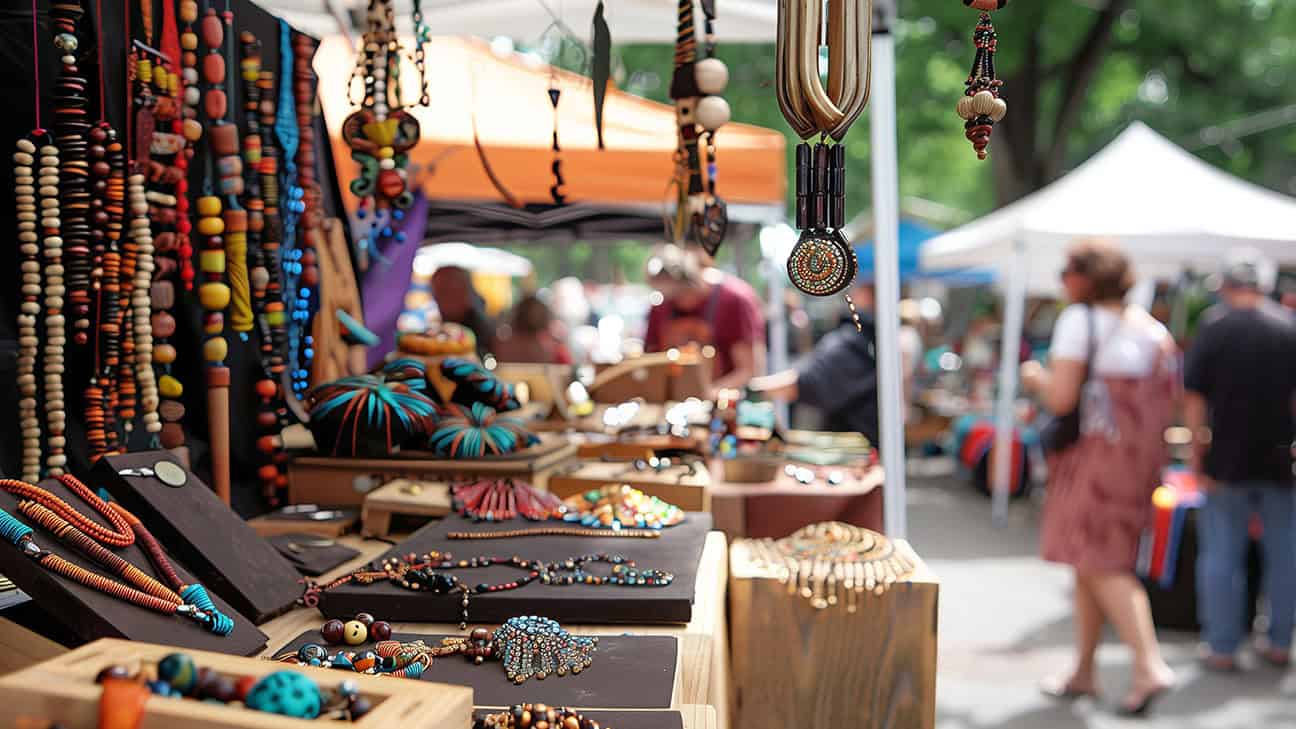 Beaded jewelry at an outdoor festival