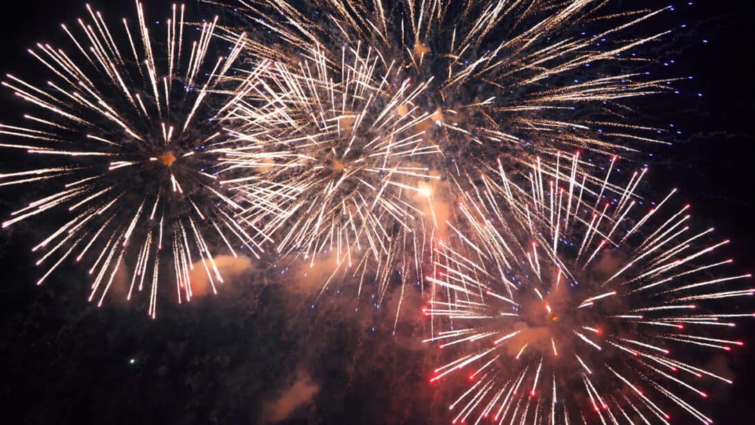 Fireworks going off.