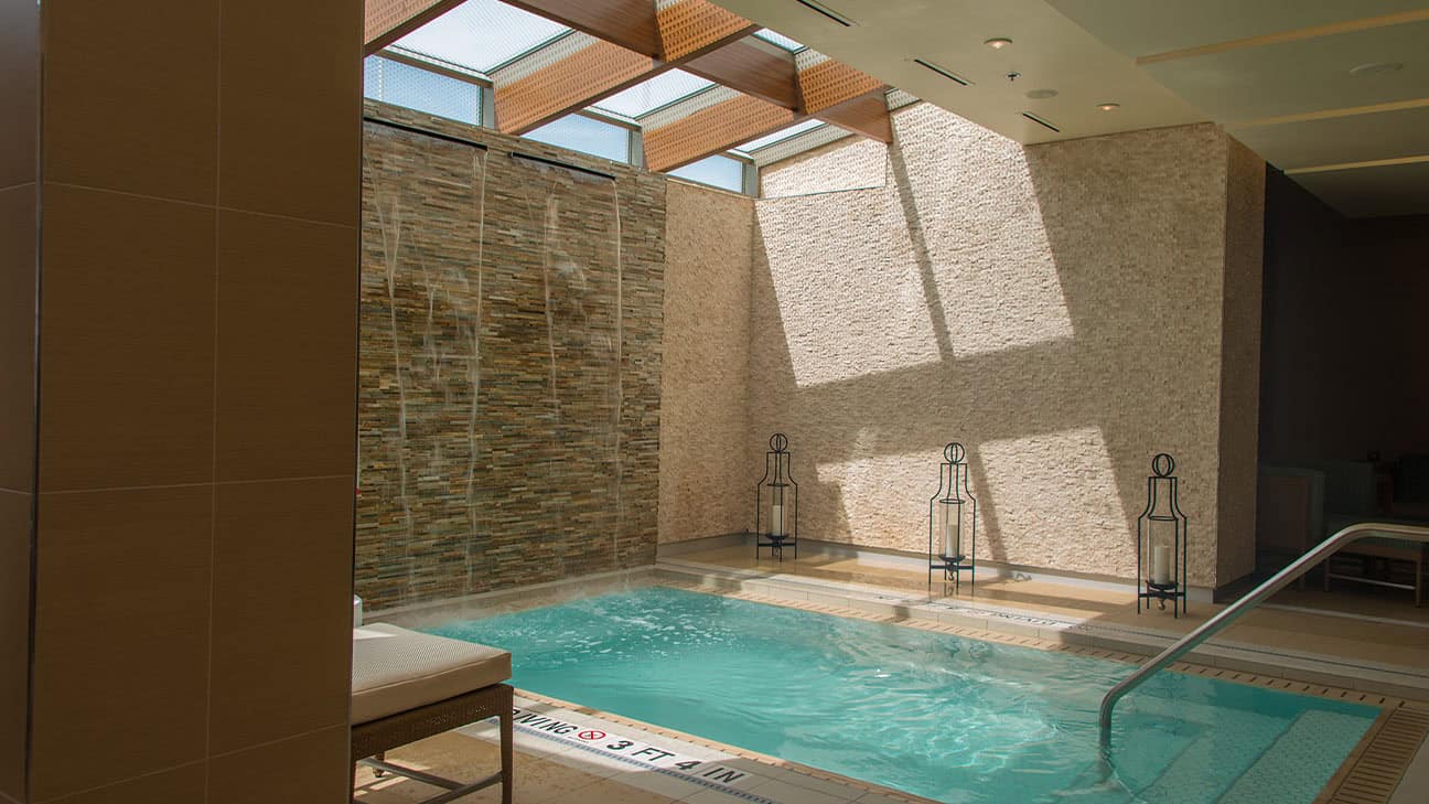 A tranquil scenery of the spa's pool.