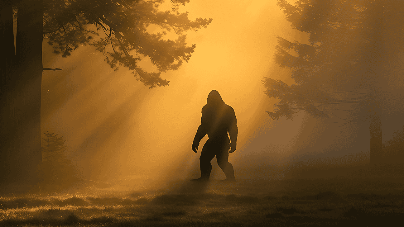 Sasquatch walking through the woods.